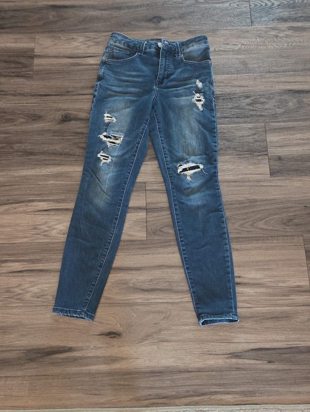 Maurices Blue Distressed Skinny Jeans
